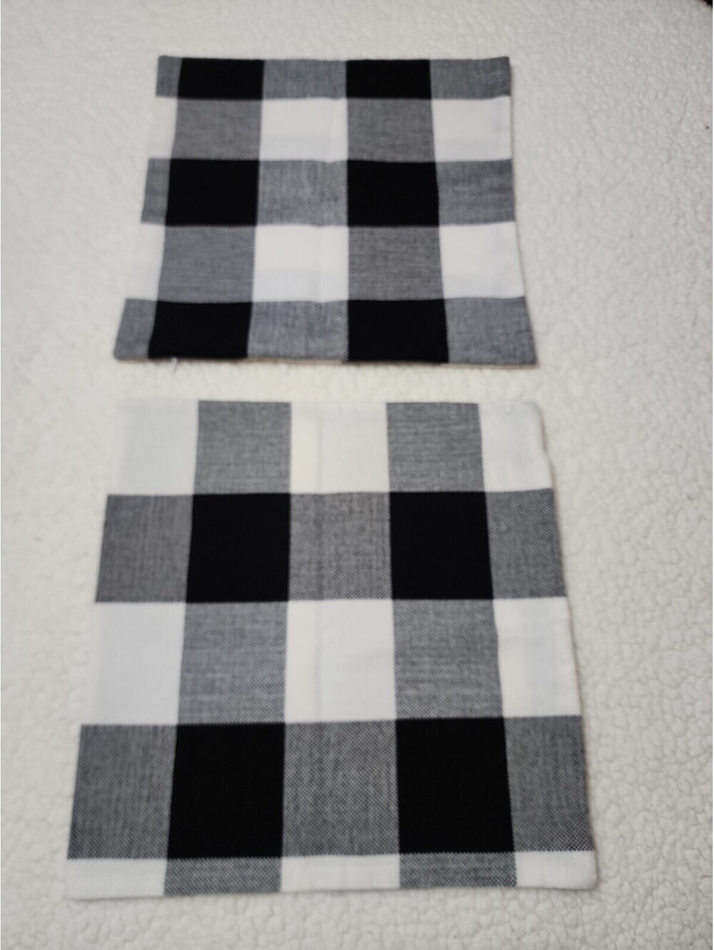 15.5"X15.5” Buffalo Check Blk & White Pillowcase Side Zip Closure